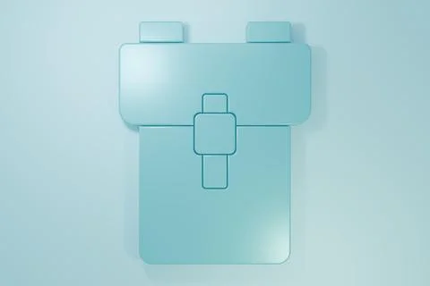 Blue School backpack icon isolated on blue background. Minimalism concept. .. Stock Illustration