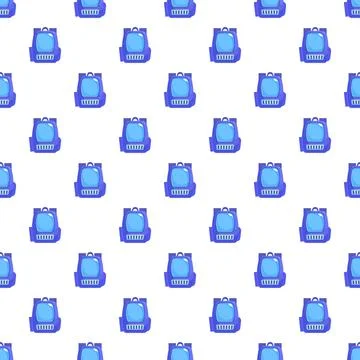 Blue school backpack seamless pattern for education background Stock Illustration
