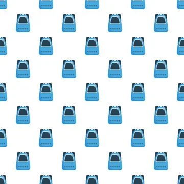 Blue school backpack seamless pattern for education concept Stock Illustration