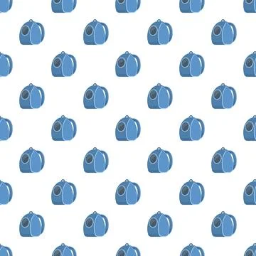 Blue school backpack seamless pattern for education Stock Illustration