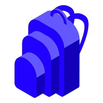 Blue school backpack standing up isometric projection Stock Illustration