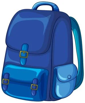 Blue School Backpack Vector Illustration with Buckles and Pockets Illustrazione stock