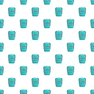 Blue school backpacks repeating seamless pattern Illustrazione stock