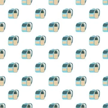 Blue school backpacks seamless pattern for education theme Illustrazione stock