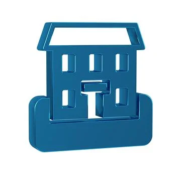 Blue School building icon isolated on transparent background. Ilustración de archivo