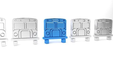 Blue School Bus icon isolated on white background. Public transportation sy.. 스톡 일러스트