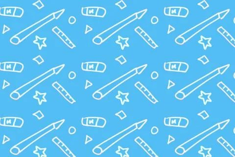 Blue School Supply Seamless Pattern Illustration Stock Illustration