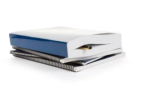 Blue school textbook Stock Photos