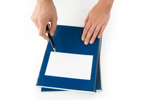 Blue school textbook Stock Photos