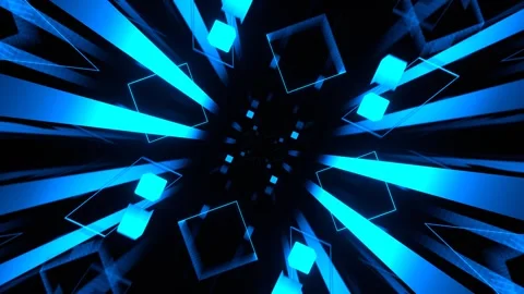 Blue Sci Fi Abstract Striped Cyber ​​Tunnel Background VJ Loop in 4K Stock-Footage 328357890