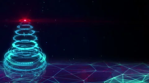 Blue sci-fi christmas tree loopable animation 4k (4096x2304) Video stock 55393900