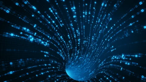 Blue sci-fi tunnel with digital symbols loopable 3D render 4k UHD 3840x2160 Stock Footage 90676416