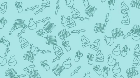 Blue science and education doodle pattern background with laboratory equipment Stock Footage 344909100