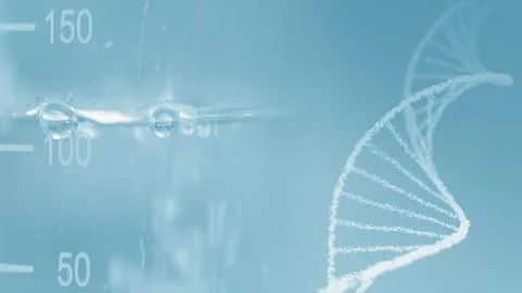 Blue Science Background Laboratory Experiment Glass Tube Filling on DNA Helix 스톡 일러스트