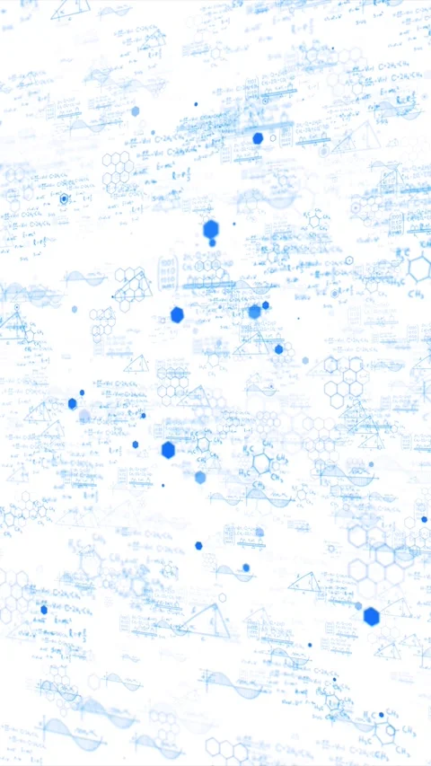 Blue science formula white chemistry symbols, math equations, molecular diagrams Stock Footage 340576237