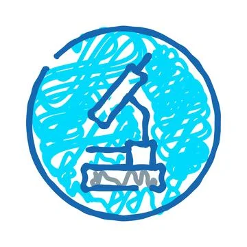 Blue science microscope icon in a circular frame Stock Illustration