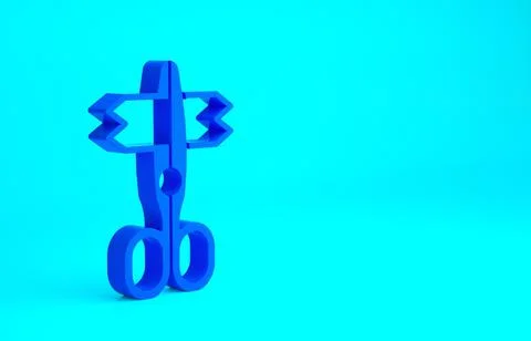 Blue Scissors icon isolated on blue background. Tailor symbol. Cutting tool s Illustrazione stock