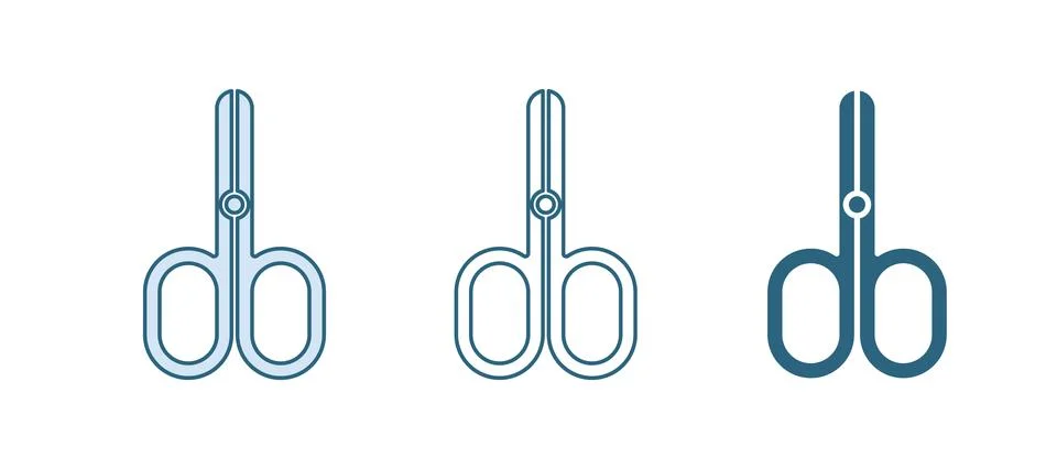 Blue Scissors icon isolated on white background. Cutting tool sign.  Vector Stock Illustration