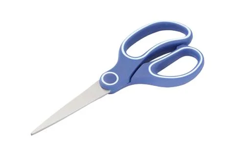 Blue scissors isolated on white background Stock Photos