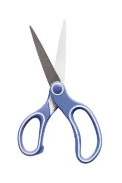 Blue scissors isolated on white background Stock Photos