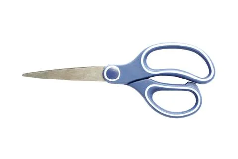 Blue scissors isolated on white background Stock Photos