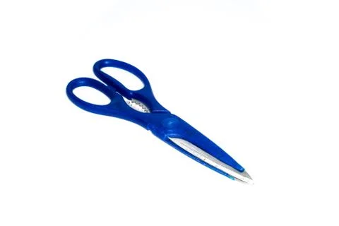 Blue scissors isolated on white background Stock Photos