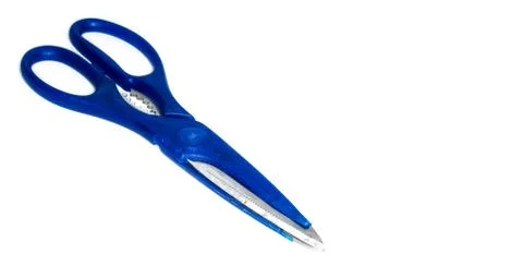 Blue scissors isolated on white background Stock Photos