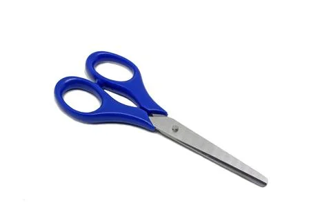 Blue scissors isolated on a white background Stock Photos