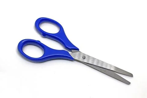 Blue scissors isolated on a white background Stock Photos