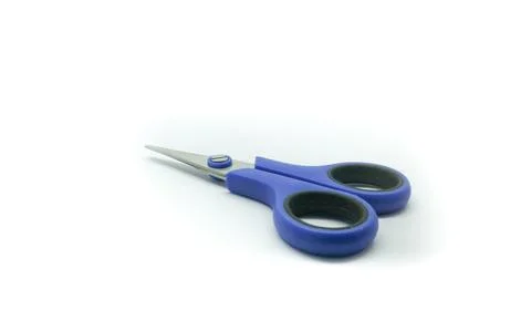 Blue scissors isolated on a white background Stock Photos