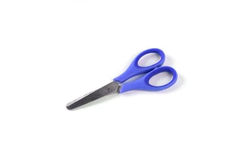 Blue scissors isolated on white Stock Photos
