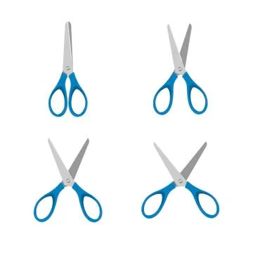 Blue scissors set on a white background Stock Illustration