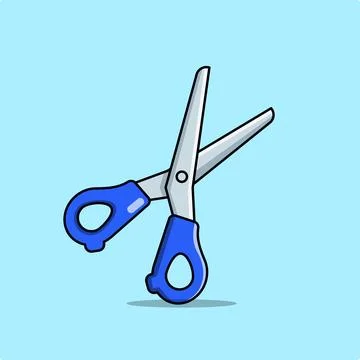 Blue Scissors Vector Illustration Flat Design Stock Illustration