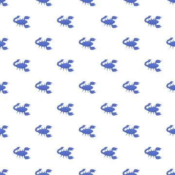 Blue scorpion repeating pattern on white background Stock Illustration