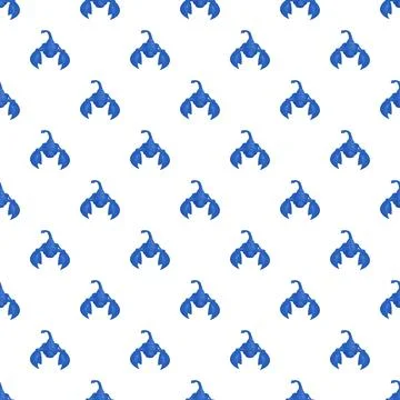 Blue scorpions forming a repeating pattern on a white background Stockillustratie