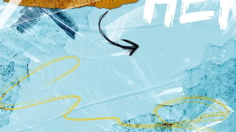 Blue Scrapbook Collage Background Torn Paper Tape Grunge Texture Loop Stock Footage 341358986