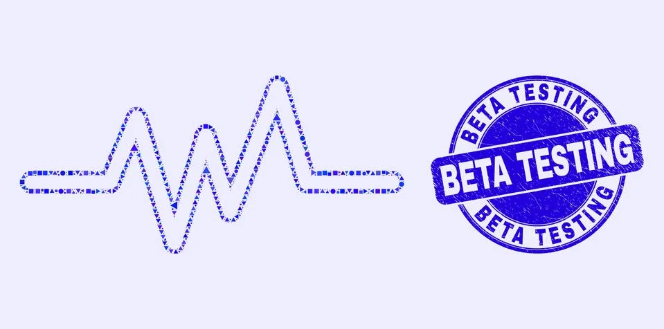 Blue Scratched Beta Testing Stamp and Pulse Signal Mosaic Illustrazione stock