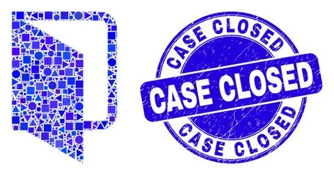 Blue Scratched Case Closed Stamp and Open Folder Mosaic Stock Illustration