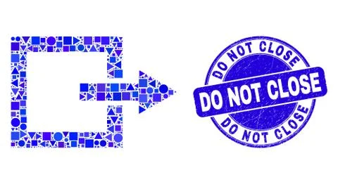 Blue Scratched Do Not Close Seal and Log Out Mosaic Stock Illustration