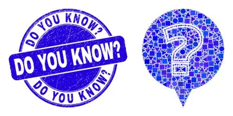 Blue Scratched Do You Know? Seal and Question Mosaic Illustrazione stock