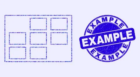 Blue Scratched Example Stamp Seal and Grid Cells Mosaic Stock Illustration