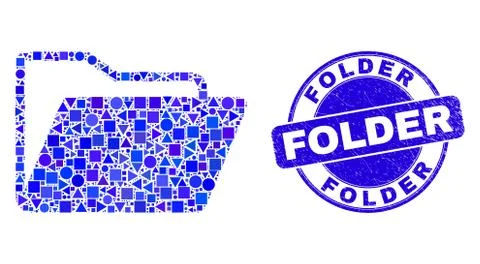 Blue Scratched Folder Seal and Folder Mosaic 库存插图