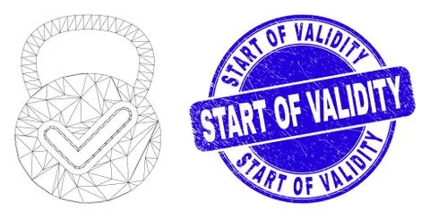 Blue Scratched Start of Validity Stamp and Web Carcass Valid Weight Stock Illustration
