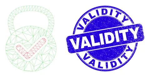 Blue Scratched Validity Stamp Seal and Web Carcass Valid Weight Stock Illustration