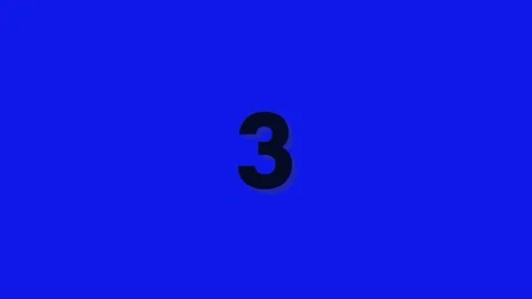 Blue screen animation of black numbers counting down from three to zero Stock Footage 288269701