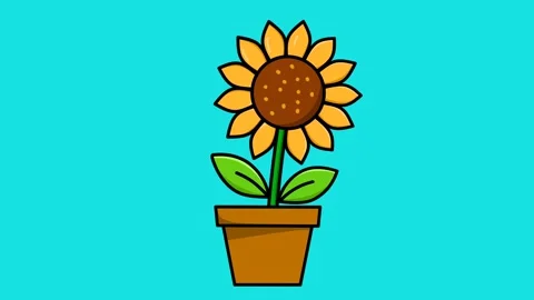 Blue screen animation of a swaying sunflower Stock Footage 328561608