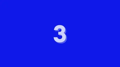 Blue screen animation of white numbers counting down from three to zero Stock Footage 288269696