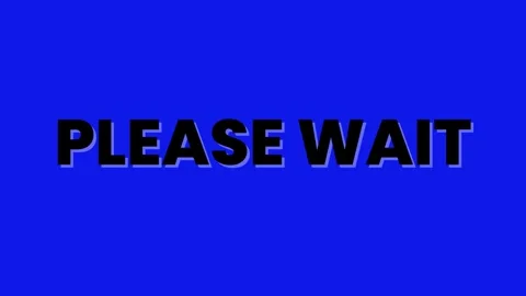 Blue screen of black 'please wait' animated 스톡 동영상 288061084