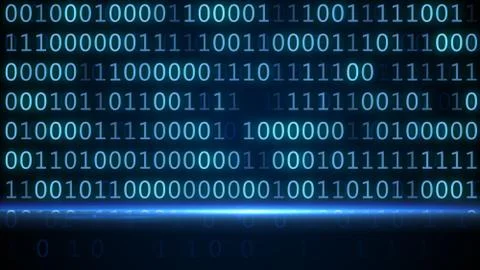 Blue screen computer binary code listing table background Stock Illustration