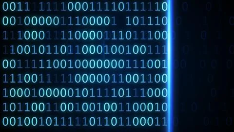 Blue screen computer binary code listing table background 库存插图